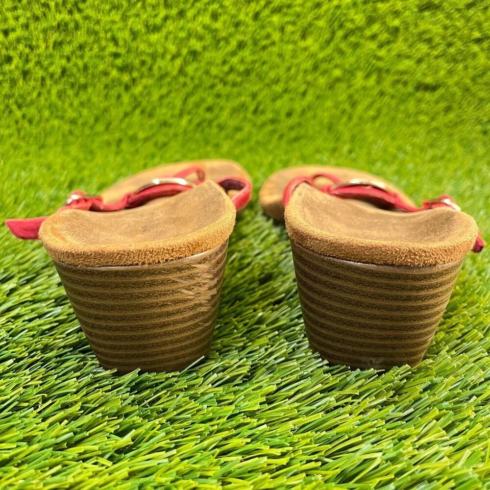 Vionic Orchid Womens Size 8.5 Red Brown Beach Casual Wedge Thong‎ Sandals